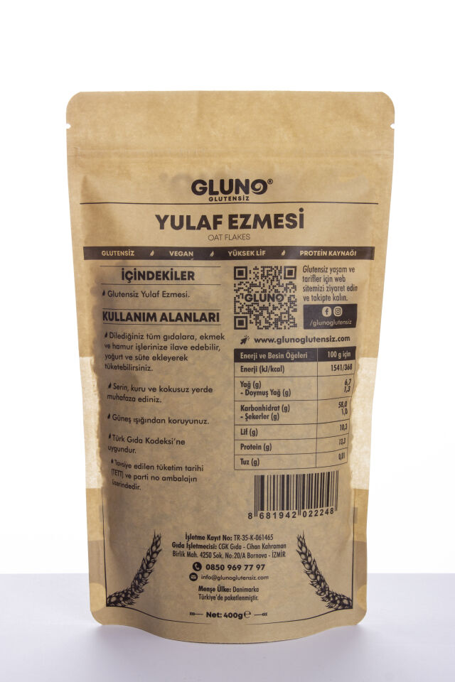 Gluno Glutensiz Yulaf Ezmesi 400g