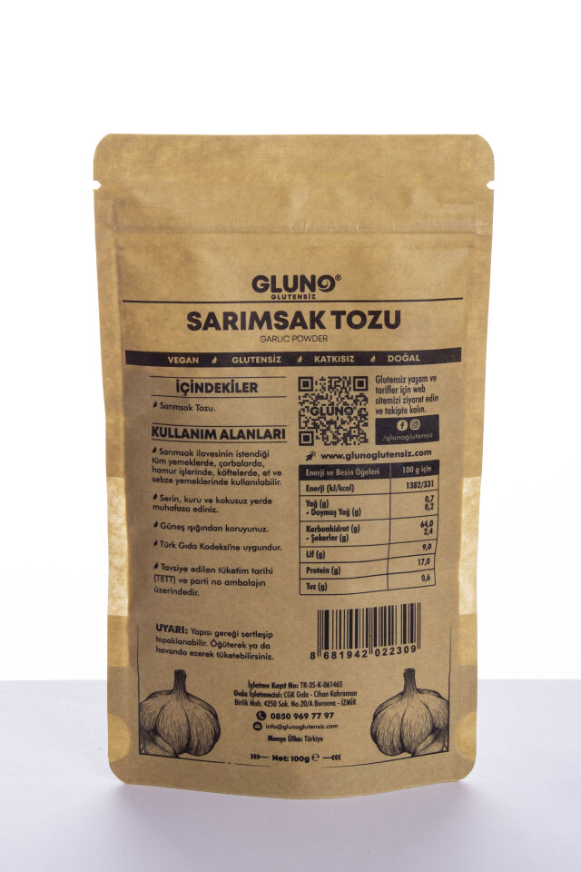 Gluno Glutensiz Sarımsak Tozu 100g