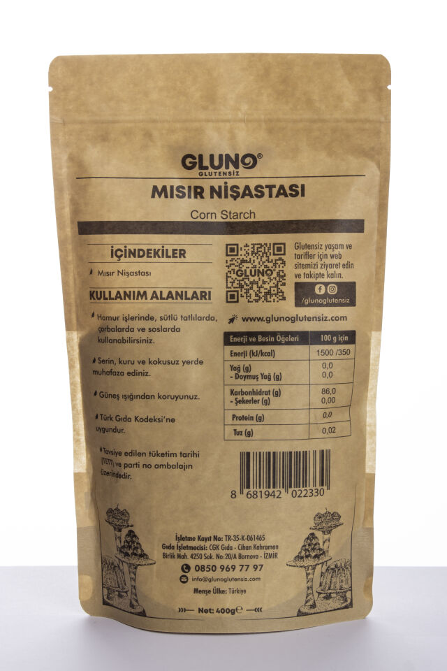 Gluno Glutensiz Mısır Nişastası 400g
