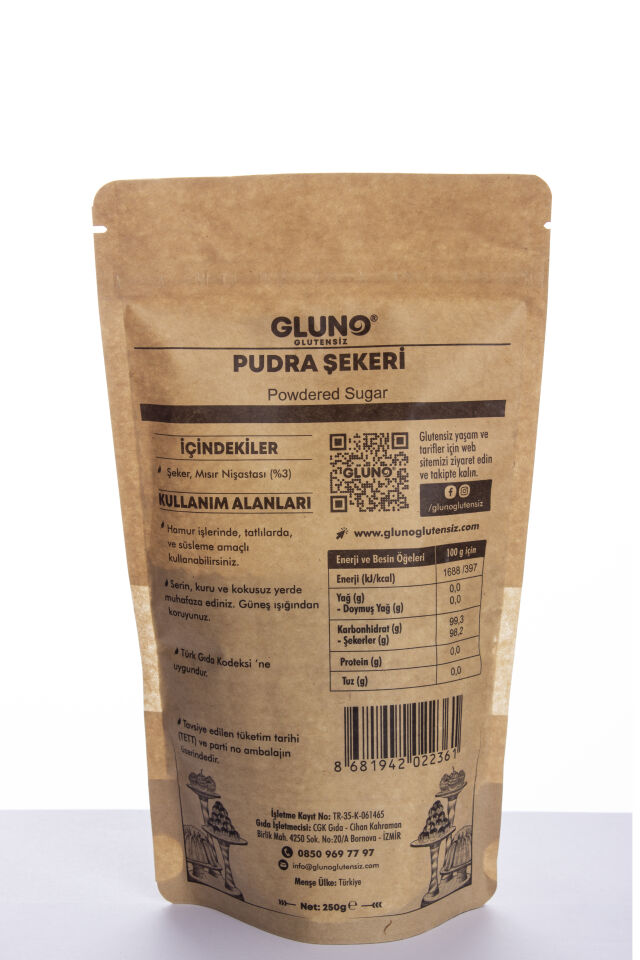 Gluno Glutensiz Pudra Şekeri 250 Gr