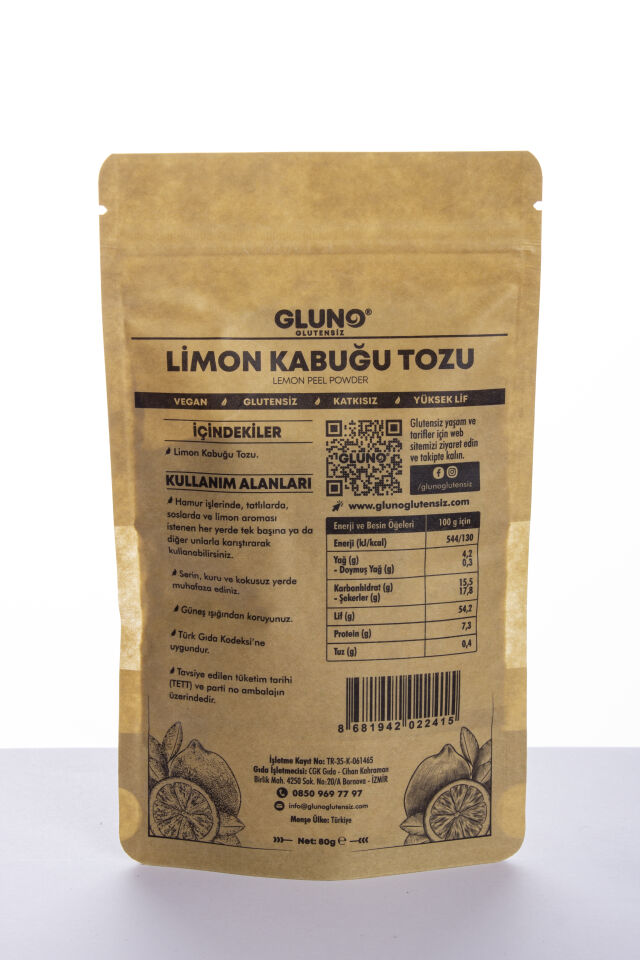 Gluno Glutensiz Limon Kabuğu Tozu 80 Gr