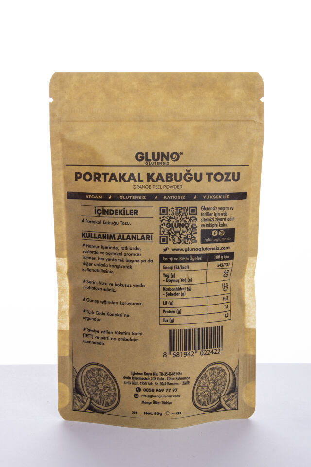 Gluno Glutensiz Portakal Kabuğu Tozu 80 Gr