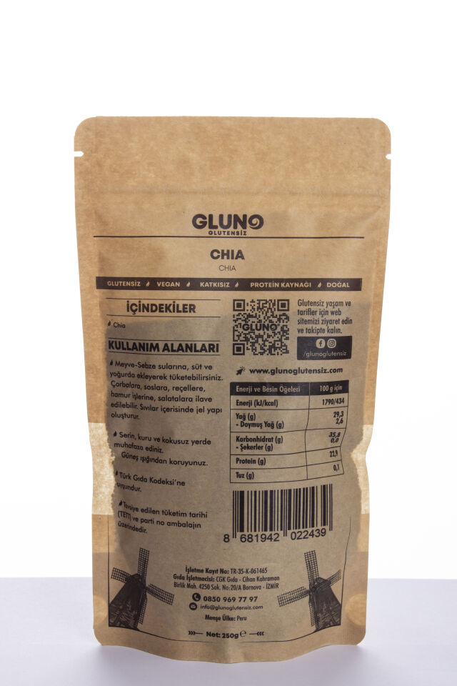 Gluno Glutensiz Chia 250 Gr