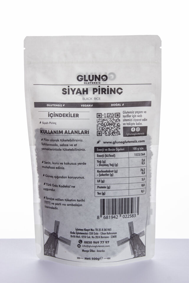 Gluno Glutensiz Siyah Pirinç 500 Gr