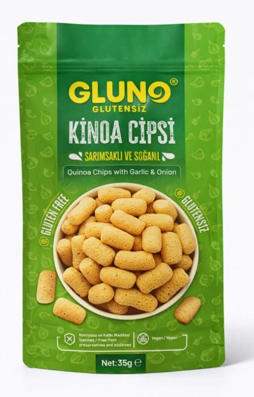 Gluno Glutensiz Kinoa Cipsi Sarımsaklı Soğanlı 35 Gr