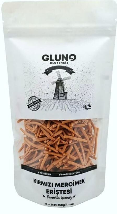 Gluno Glutensiz Kırmızı Mercimek Eriştesi  150 Gr