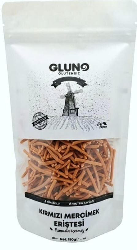 Gluno Glutensiz Kırmızı Mercimek Eriştesi  150 Gr