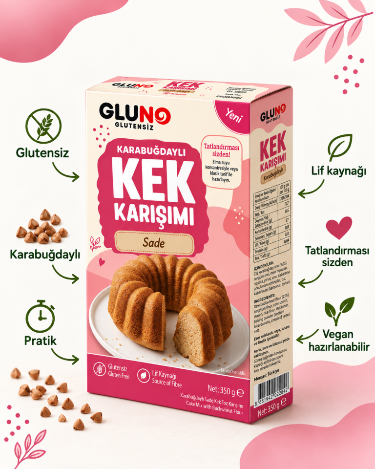 Gluno Glutensiz Karabuğdaylı Sade Kek Karışımı 350g